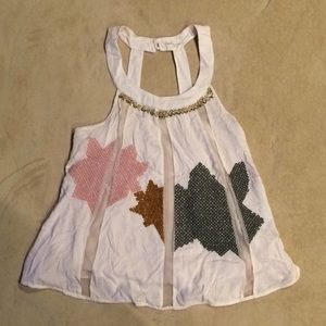 Anthropologie Pink Beaded Tank Top